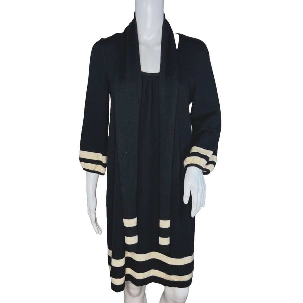 Lilly Pulitzer Dress Womens Medium Black Cream Connie Merino Wool Career Preppy